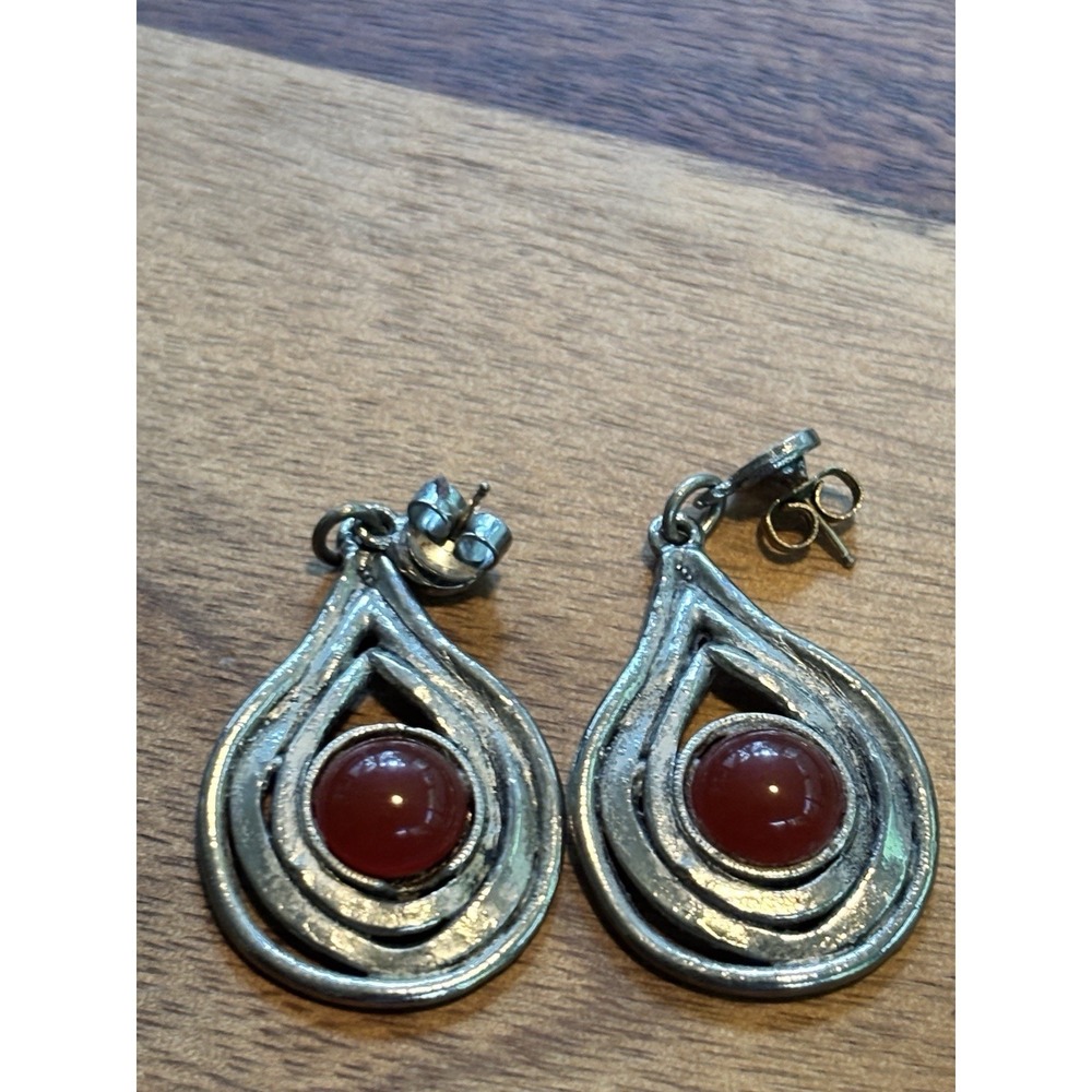 Vintage Sterling Silver Carnelian Earrings